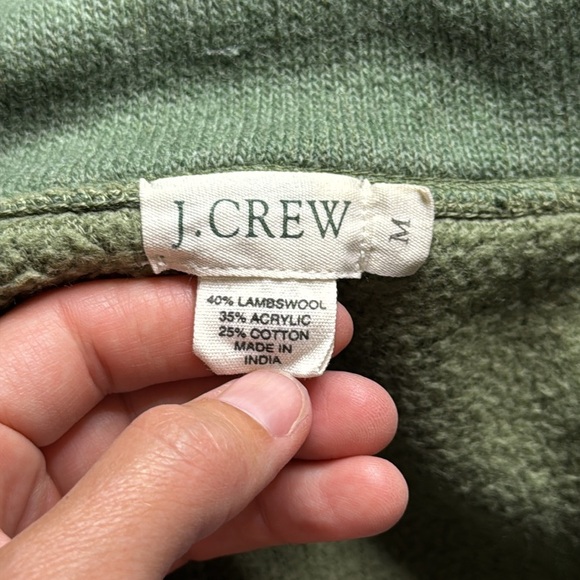 J.Crew Green Lambswool Blend Cropped Button Collared Sweater Medium - Picture 7 of 8